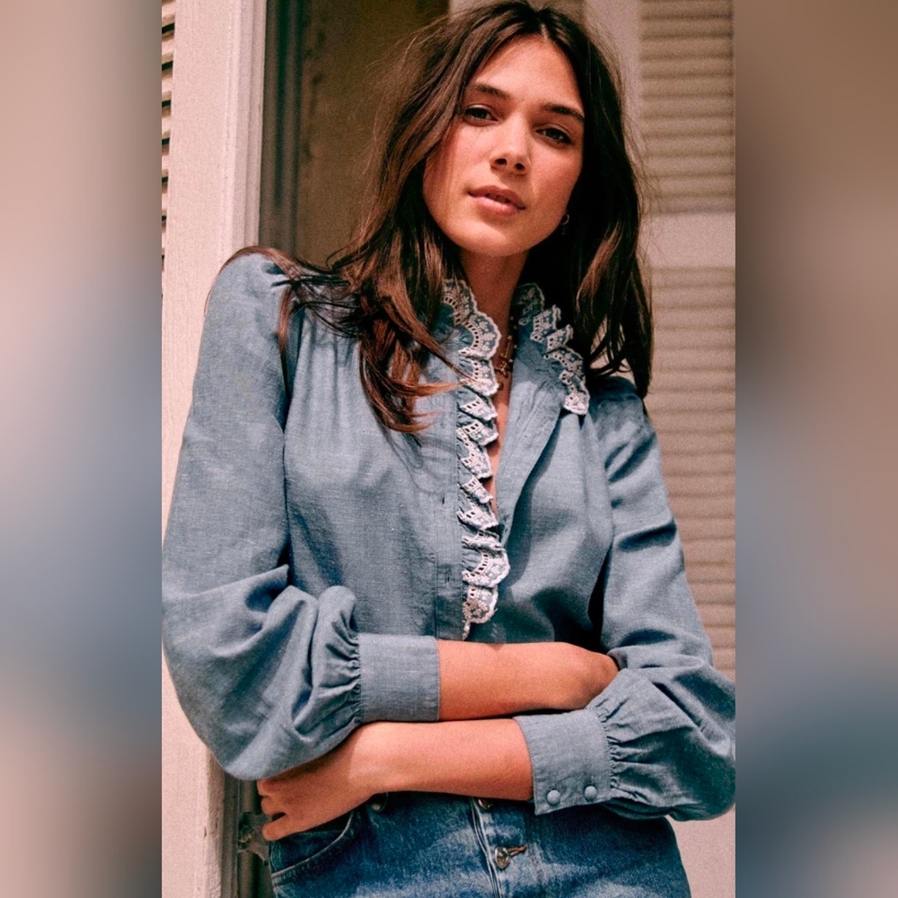 Sezane Chlo Skirt Chambray Blue 34/2